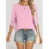 imageANRABESS Womens Tops 34 Sleeve Crewneck Pleated Dressy Casual Shirts 2025 Summer Business Basic Tee Blouses Work OutfitsPink