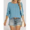 imageANRABESS Womens Tops 34 Sleeve Crewneck Pleated Dressy Casual Shirts 2025 Summer Business Basic Tee Blouses Work OutfitsTurquoise