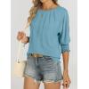 imageANRABESS Womens Tops 34 Sleeve Crewneck Pleated Dressy Casual Shirts 2025 Summer Business Basic Tee Blouses Work OutfitsTurquoise
