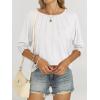 imageANRABESS Womens Tops 34 Sleeve Crewneck Pleated Dressy Casual Shirts 2025 Summer Business Basic Tee Blouses Work OutfitsWhite