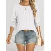 imageANRABESS Womens Tops 34 Sleeve Crewneck Pleated Dressy Casual Shirts 2025 Summer Business Basic Tee Blouses Work OutfitsWhite