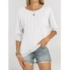 imageANRABESS Womens Tops 34 Sleeve Crewneck Pleated Dressy Casual Shirts 2025 Summer Business Basic Tee Blouses Work OutfitsWhite