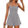 imageANRABESS Women Rompers Summer Casual Sleeveless Spaghetti Strap Jumpsuit Builtin Shorts Athletic Workout One Piece Outfits Light Gray Medium