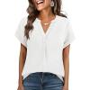 imageANRABESS Women Summer Business Casual Tops Dressy V Neck Short Sleeve Chiffon Blouse Office Work Loose Shirt 2025 OutfitWhite