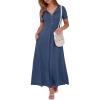 imageANRABESS Women Summer Maxi Dress 2025 Casual Short Sleeve Button Fit ampamp Flare ALine Flowy Spring Long Dresses with PocketsDark Blue