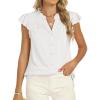 imageANRABESS Womens Dressy Casual Button Down Shirts Ruffle Cap Sleeve V Neck Elegant Business Work Tops BlouseWhite