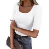 imageANRABESS Womens Half Sleeve Tops Scoop Neck Ribbed Knit Slim Fitted Basic Tee Shirts Summer 2025 Trendy Fall Casual ClothesWhite