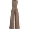 imageANRABESS Womens Jumpsuits Dressy Summer Casual One Piece Outfits High Neck Tank Top Wide Leg Pants Rompers Jumper PocketsKhaki