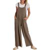 imageANRABESS Womens Jumpsuits Overalls Linen Wide Leg Jumpers Casual Summer Fall Outfits 2025 Beach Vacation Clothes with PocketsBrown