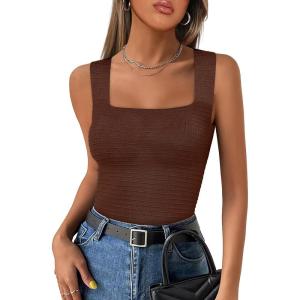 imageANRABESS Tank Tops for Women 2025 Summer Square Neck Rib Knit Sleeveless Basic Slim Fit Shirts Casual Top Trendy OutfitsRed Brown