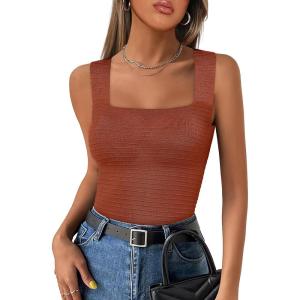 imageANRABESS Tank Tops for Women 2025 Summer Square Neck Rib Knit Sleeveless Basic Slim Fit Shirts Casual Top Trendy OutfitsRust