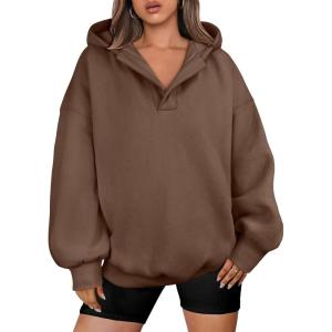 imageANRABESS Womens Oversized Hoodies V Neck Sweatshirts Fleece Long Sleeve Pullover Y2K Clothes 2025 Fall Trendy OutfitsCoffee