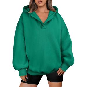 imageANRABESS Womens Oversized Hoodies V Neck Sweatshirts Fleece Long Sleeve Pullover Y2K Clothes 2025 Fall Trendy OutfitsGreen