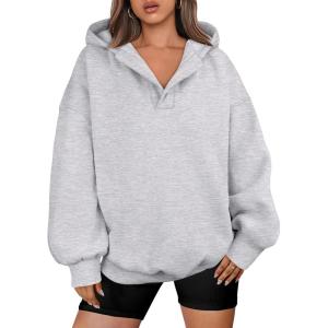 imageANRABESS Womens Oversized Hoodies V Neck Sweatshirts Fleece Long Sleeve Pullover Y2K Clothes 2025 Fall Trendy OutfitsLight Gray