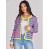 imageANRABESS Women Striped Cardigan Sweaters Button Down Cropped Knit Lady Jackets Coat 2025 Fall Outfits Trendy ClothesPink Green