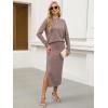 imageANRABESS 2 Piece Skirts Sets For Women Fall Fashion 2025 Striped Sweater Midi Dress Knit Lounge Travel Outfits Winter ClothesNutmeg