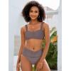 imageANRABESS Bathing Suit for Women Tummy Control Bikini Set 2025 Beach Front Ruched Mid Waist Swimsuit with Adjustable StrapsCoffee
