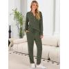 imageANRABESS Lounge Pajama Set for Women 2 Piece Outfit Long Sleeve Knit Henley Top Matching Pant 2025 Fall Travel Sweat ClothingArmy Green