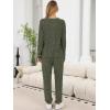 imageANRABESS Lounge Pajama Set for Women 2 Piece Outfit Long Sleeve Knit Henley Top Matching Pant 2025 Fall Travel Sweat ClothingArmy Green