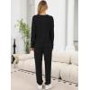 imageANRABESS Lounge Pajama Set for Women 2 Piece Outfit Long Sleeve Knit Henley Top Matching Pant 2025 Fall Travel Sweat ClothingBlack