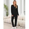 imageANRABESS Lounge Pajama Set for Women 2 Piece Outfit Long Sleeve Knit Henley Top Matching Pant 2025 Fall Travel Sweat ClothingBlack