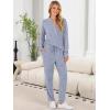 imageANRABESS Lounge Pajama Set for Women 2 Piece Outfit Long Sleeve Knit Henley Top Matching Pant 2025 Fall Travel Sweat ClothingBlue
