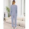 imageANRABESS Lounge Pajama Set for Women 2 Piece Outfit Long Sleeve Knit Henley Top Matching Pant 2025 Fall Travel Sweat ClothingBlue