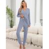 imageANRABESS Lounge Pajama Set for Women 2 Piece Outfit Long Sleeve Knit Henley Top Matching Pant 2025 Fall Travel Sweat ClothingBlue