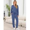 imageANRABESS Lounge Pajama Set for Women 2 Piece Outfit Long Sleeve Knit Henley Top Matching Pant 2025 Fall Travel Sweat ClothingDark Blue
