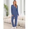 imageANRABESS Lounge Pajama Set for Women 2 Piece Outfit Long Sleeve Knit Henley Top Matching Pant 2025 Fall Travel Sweat ClothingDark Blue