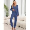 imageANRABESS Lounge Pajama Set for Women 2 Piece Outfit Long Sleeve Knit Henley Top Matching Pant 2025 Fall Travel Sweat ClothingDark Blue