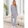 imageANRABESS Lounge Pajama Set for Women 2 Piece Outfit Long Sleeve Knit Henley Top Matching Pant 2025 Fall Travel Sweat ClothingGrey