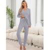 imageANRABESS Lounge Pajama Set for Women 2 Piece Outfit Long Sleeve Knit Henley Top Matching Pant 2025 Fall Travel Sweat ClothingGrey