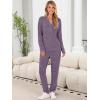 imageANRABESS Lounge Pajama Set for Women 2 Piece Outfit Long Sleeve Knit Henley Top Matching Pant 2025 Fall Travel Sweat ClothingPurple