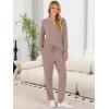 imageANRABESS Lounge Pajama Set for Women 2 Piece Outfit Long Sleeve Knit Henley Top Matching Pant 2025 Fall Travel Sweat ClothingTan