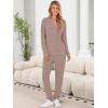 imageANRABESS Lounge Pajama Set for Women 2 Piece Outfit Long Sleeve Knit Henley Top Matching Pant 2025 Fall Travel Sweat ClothingTan