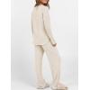 imageANRABESS Womens 2 Piece Lounge Pajama Sets Ribbed Knit Long Sleeve Tunic Tops Matching Pants Casual Fall Sleepwear OutfitsLight Khaki