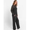 imageANRABESS Womens 2 Piece Outfits Crochet Sheer Knit Sweater Top Wide Leg Pants Lounge Sets Sweatsuit 2025 Fall Travel ClothesBlack