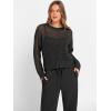 imageANRABESS Womens 2 Piece Outfits Crochet Sheer Knit Sweater Top Wide Leg Pants Lounge Sets Sweatsuit 2025 Fall Travel ClothesBlack