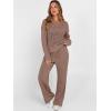 imageANRABESS Womens 2 Piece Outfits Crochet Sheer Knit Sweater Top Wide Leg Pants Lounge Sets Sweatsuit 2025 Fall Travel ClothesBrown