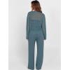imageANRABESS Womens 2 Piece Outfits Crochet Sheer Knit Sweater Top Wide Leg Pants Lounge Sets Sweatsuit 2025 Fall Travel ClothesDark Teal