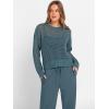 imageANRABESS Womens 2 Piece Outfits Crochet Sheer Knit Sweater Top Wide Leg Pants Lounge Sets Sweatsuit 2025 Fall Travel ClothesDark Teal