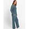 imageANRABESS Womens 2 Piece Outfits Crochet Sheer Knit Sweater Top Wide Leg Pants Lounge Sets Sweatsuit 2025 Fall Travel ClothesDark Teal