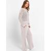 imageANRABESS Womens 2 Piece Outfits Crochet Sheer Knit Sweater Top Wide Leg Pants Lounge Sets Sweatsuit 2025 Fall Travel ClothesLight Khaki