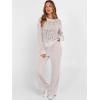 imageANRABESS Womens 2 Piece Outfits Crochet Sheer Knit Sweater Top Wide Leg Pants Lounge Sets Sweatsuit 2025 Fall Travel ClothesLight Khaki