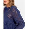 imageANRABESS Womens 2 Piece Outfits Crochet Sheer Knit Sweater Top Wide Leg Pants Lounge Sets Sweatsuit 2025 Fall Travel ClothesNavy Blue