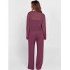 imageANRABESS Womens 2 Piece Outfits Crochet Sheer Knit Sweater Top Wide Leg Pants Lounge Sets Sweatsuit 2025 Fall Travel ClothesWine Red