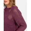 imageANRABESS Womens 2 Piece Outfits Crochet Sheer Knit Sweater Top Wide Leg Pants Lounge Sets Sweatsuit 2025 Fall Travel ClothesWine Red