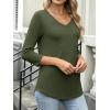 imageANRABESS Womens 34 Length Sleeve Top V Neck Summer TShirts Basic Tee 2025 Fall Casual Loose Fit Tunic Shirts Work BlouseArmy Green
