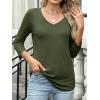 imageANRABESS Womens 34 Length Sleeve Top V Neck Summer TShirts Basic Tee 2025 Fall Casual Loose Fit Tunic Shirts Work BlouseArmy Green